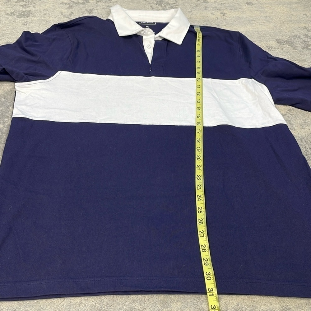 NWT Club Room Colorblock Rugby Polo Shirt Long Sleeve Navy Blue White Sz XXL - Picture 6 of 10